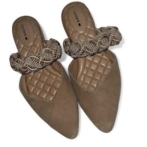 Birdies Tan Women's Mules with Woven Strap 8.5